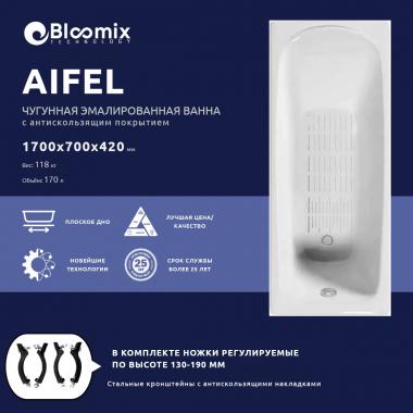 Ванна чугунная Bloomix Aifel 170x70 BLA177042-ANS с антискользящим покрытием