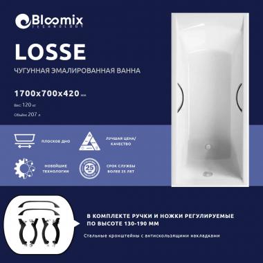 Ванна чугунная Bloomix Losse 170x70 BLS177042-H с ручками