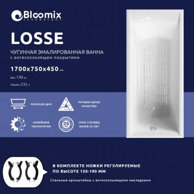 Ванна чугунная Bloomix Losse 170x75 BLS177545-ANS с антискользящим покрытием