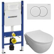 Инсталляция Geberit 111.154.11.1 + кнопка смыва Delta01 115.107.11.1 + унитаз Bloomix Diva MD1211SB/UF3 безободковый с функцией биде и смесителем