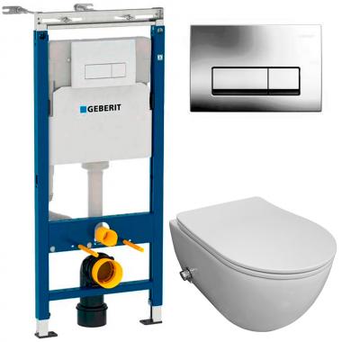 Инсталляция Geberit 458.125.21.1 + унитаз Bloomix Diva MD1211SB/UF3 безободковый с функцией биде и смесителем