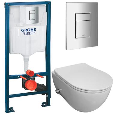 Инсталляция Grohe 38811000 + унитаз Bloomix Diva MD1211SB/UF3 безободковый с функцией биде и смесителем