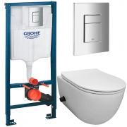 Инсталляция Grohe 38811000 + унитаз Bloomix Diva MD1214SB/UF3 bidet black безободковый с биде и смесителем