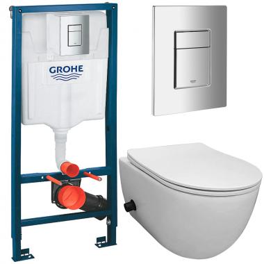 Инсталляция Grohe 38811000 + унитаз Bloomix Diva MD1214SB/UF3 bidet black безободковый с биде и смесителем