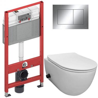 Инсталляция TECE 9400412 + унитаз Bloomix Diva MD1214SB/UF3 bidet black безободковый с функцией биде и смесителем