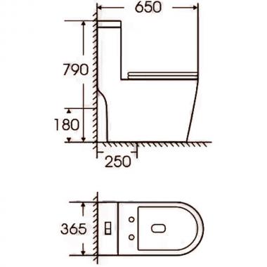 Унитаз Bloomix Mono CH5075R/UF2 моноблок безободковый
