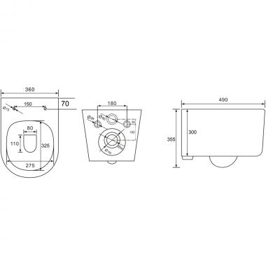Унитаз подвесной Bloomix Ultra MD1204R/UF3 безободковый