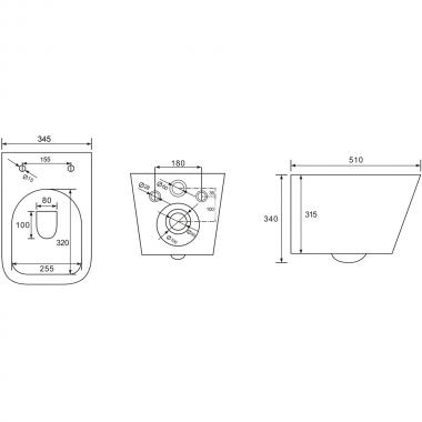 Унитаз подвесной Bloomix Regnum MD1205R/UF01 безободковый