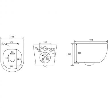 Унитаз подвесной Bloomix Diva MD1211R/UF3 безободковый