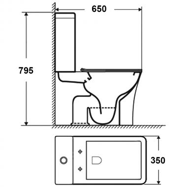 Унитаз Bloomix Elegant MD1215R/VV/UF1 безободковый вертикальный выпуск