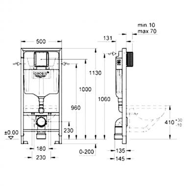 Инсталляция Grohe Rapid SL 38772001 + унитаз Bloomix Modern 2.0 T120208R/UF1 безободковый с сиденьем