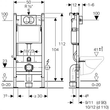 Инсталляция Geberit 458.163.21.1 + кнопка смыва Delta30 115.137.21.1 + унитаз Bloomix Orion MD12177T/UF01 безободковый торнадо с сиденьем