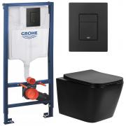 Инсталляция Grohe 38811KF0 + унитаз Bloomix Black Agate MD1054T/UF01 безободковый торнадо с сиденьем