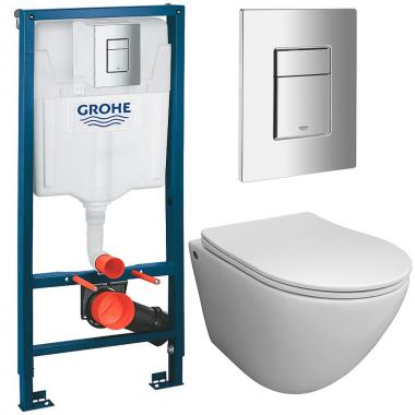 Инсталляция Grohe 38811000 + унитаз Bloomix Trend 3.0 AD1203T/UF1 безободковый торнадо Ceramic+ с сиденьем