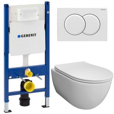 Инсталляция Geberit 111.154.11.1 + кнопка смыва Delta01 115.107.11.1 + унитаз Bloomix Diva MD1211R/UF1 безободковый Ceramic+ с сиденьем