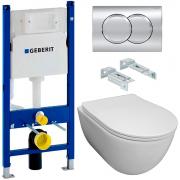 Инсталляция Geberit 458.149.21.1 + кнопка смыва Delta01 115.107.21.1 + унитаз Bloomix Diva MD1211R/UF3 безободковый с сиденьем