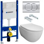 Инсталляция Geberit 458.149.21.1 + кнопка смыва Delta01 115.107.21.1 + унитаз Bloomix Diva MD1211R/UF1 безободковый Ceramic+ с сиденьем