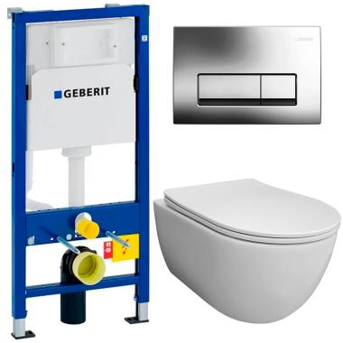 Инсталляция Geberit 458.103.00.1 + унитаз Bloomix Diva MD1211R/UF1 безободковый Ceramic+ с сиденьем