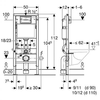 Инсталляция Geberit 458.103.00.1 + унитаз Bloomix Diva MD1211R/UF1 безободковый Ceramic+ с сиденьем