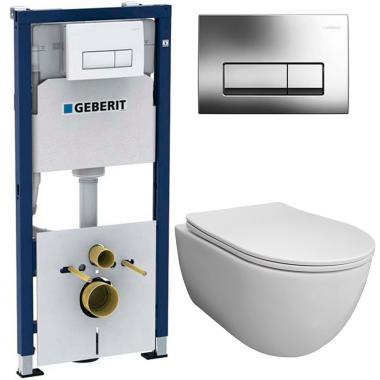 Инсталляция Geberit 458.128.21.1 + унитаз Bloomix Diva MD1211R/UF1 безободковый Ceramic+ с сиденьем