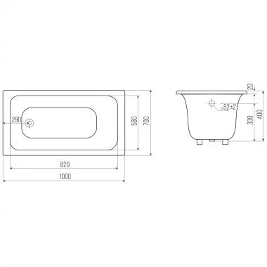 Ванна чугунная Bloomix Barut 100x70 BLB107040