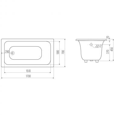 Ванна чугунная Bloomix Elba 170x70 BLE177045