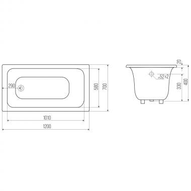 Ванна чугунная Bloomix Mini 120x70 BLM127040-H с ручками