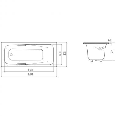 Ванна чугунная Bloomix Oder 180x80 BLD188042-H с ручками