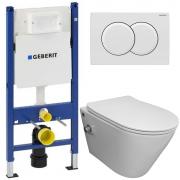 Инсталляция Geberit 111.154.11.1 + кнопка смыва Delta01 115.107.11.1 + унитаз Bloomix Enjoy AD1304SB Ceramic+ безободковый с биде и смесителем