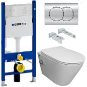 Инсталляция Geberit 458.149.21.1 + кнопка смыва Delta01 115.107.21.1 + унитаз Bloomix Enjoy AD1304SB Ceramic+ безободковый с биде и смесителем