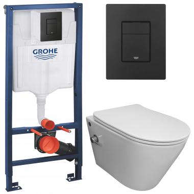 Инсталляция Grohe 38811KF0 + унитаз Bloomix Enjoy AD1304SB Ceramic+ безободковый с биде и смесителем