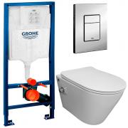 Инсталляция Grohe 38772001 + унитаз Bloomix Enjoy AD1304SB Ceramic+ безободковый с биде и смесителем
