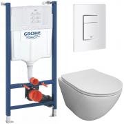 Инсталляция Grohe 38971000+ кнопка смыва Even 38966SH0 белый глянец + унитаз Bloomix Trend 3.0 AD1203T/UF1 безободковый торнадо с сиденьем