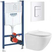 Инсталляция Grohe 38971000+ кнопка смыва Even 38966SH0 белый глянец + унитаз Bloomix Trend MD1203R/UF01 безободковый с сиденьем
