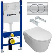 Инсталляция Geberit 458.149.21.1 + кнопка смыва Delta01 115.107.21.1 + унитаз Bloomix Ultra MD1204T/UF3 безободковый торнадо с сиденьем