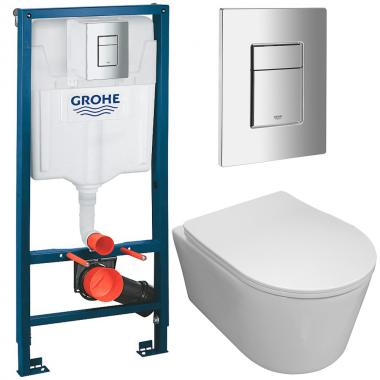 Инсталляция Grohe 38811000 + унитаз Bloomix Ultra MD1204T/UF3 безободковый торнадо с сиденьем