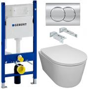 Инсталляция Geberit 458.149.21.1 + кнопка смыва Delta01 115.107.21.1 + унитаз Bloomix Ultra MD1204R/UF3 безободковый с сиденьем