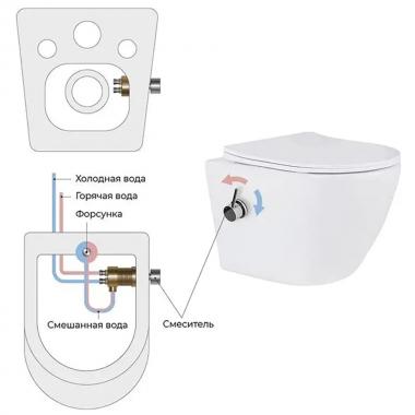 Унитаз подвесной Bloomix Enjoy AD1304SB Ceramic+ безободковый с функцией биде и смесителем