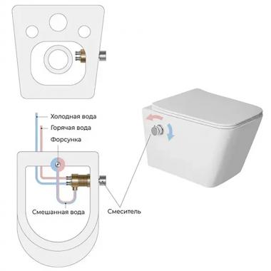 Унитаз подвесной Bloomix Connect 5004SB безободковый с функцией биде и смесителем
